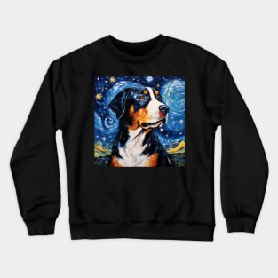 Swiss Mountain Dog Starry Night Crewneck Sweatshirt